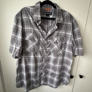 Pacific Crest Men’s XL Gray Plaid Outdoor Button-Up Shirt | Trail-Ready Comfort